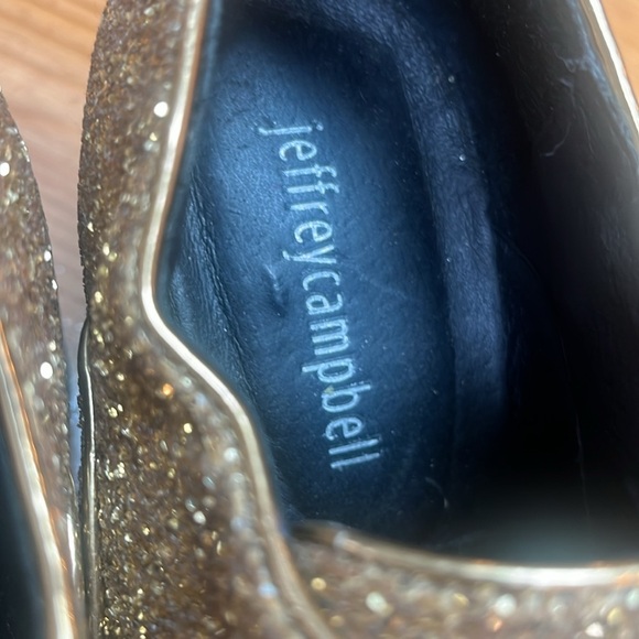 Jeffrey Campbell Gold Glitter Block Heel Lace Up Oxfords size 6 eu 36 - Picture 7 of 12